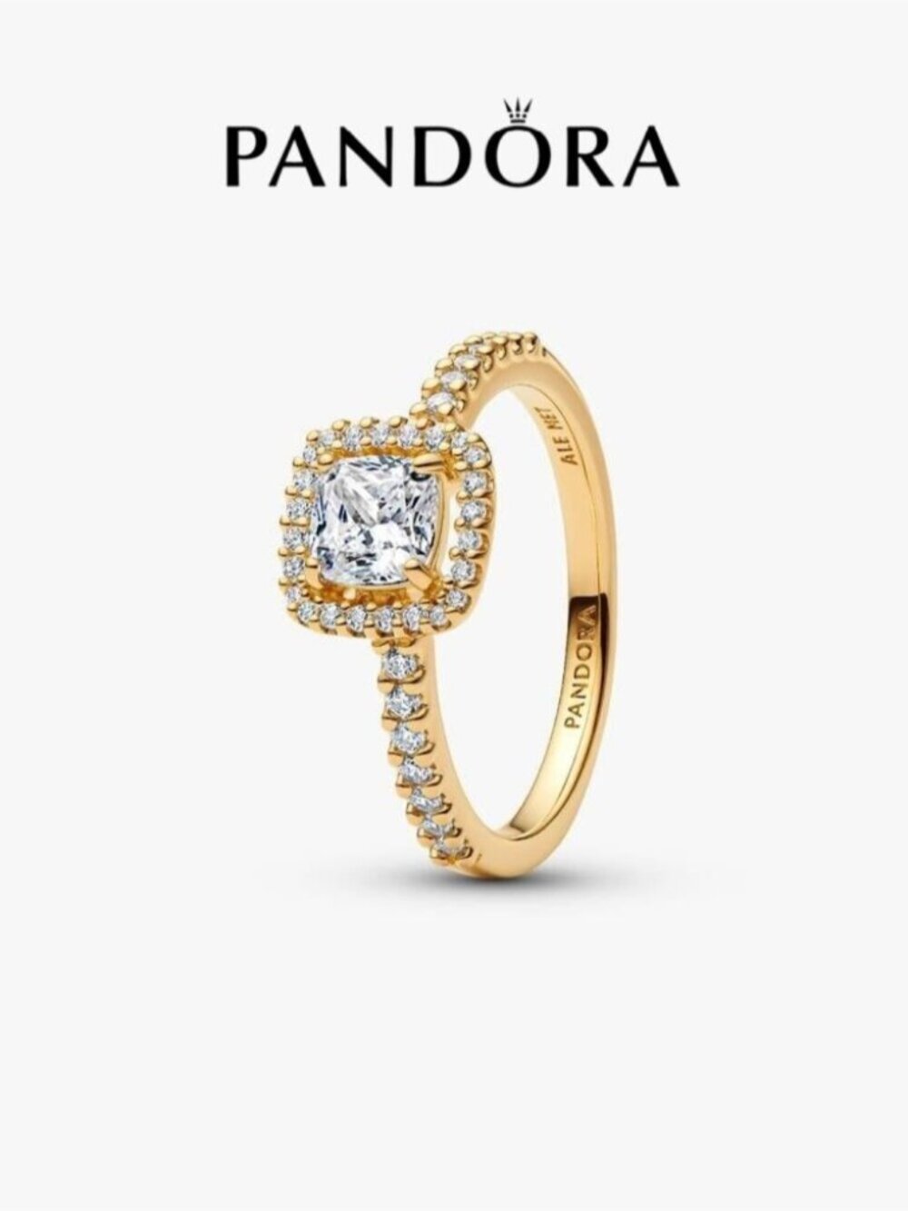 Pandora Sparkling Square Clear Halo Ring